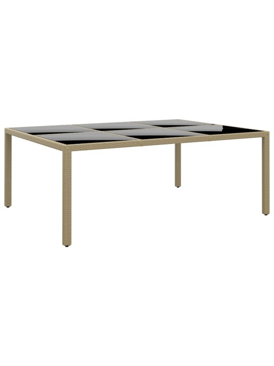 Zahradní stůl 200 x 150 x 75 cm tvrzené sklo a polyratan béžový