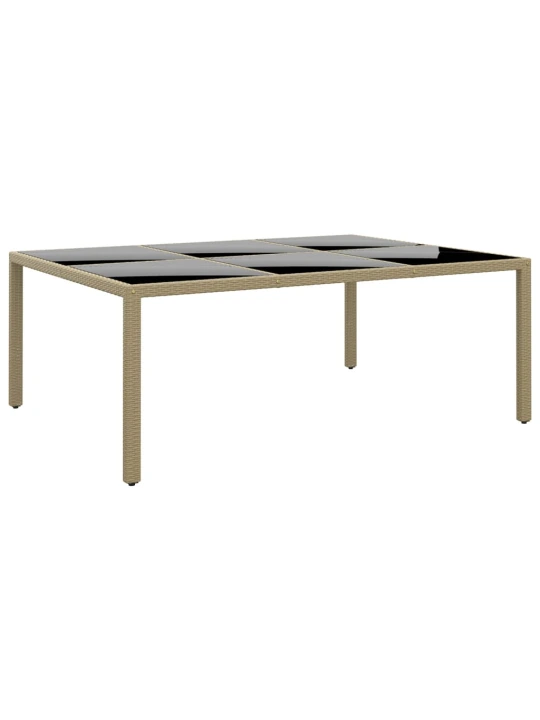 Zahradní stůl 200 x 150 x 75 cm tvrzené sklo a polyratan béžový