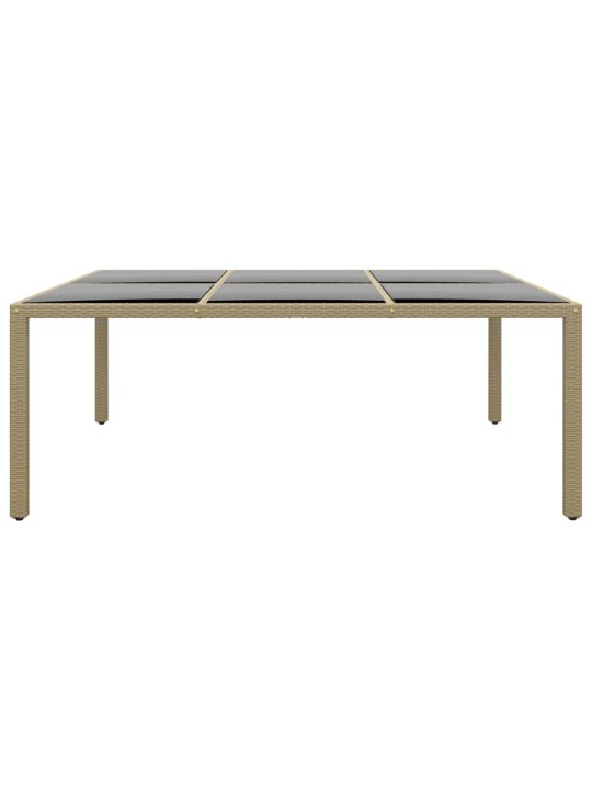 Zahradní stůl 200 x 150 x 75 cm tvrzené sklo a polyratan béžový