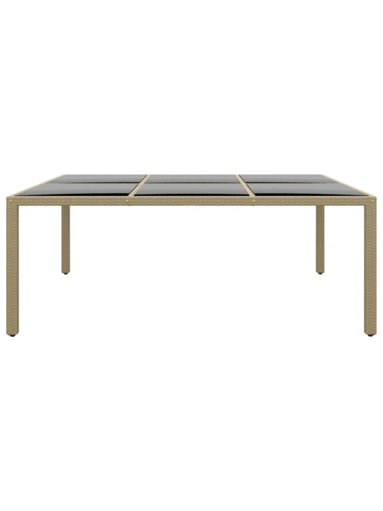Zahradní stůl 200 x 150 x 75 cm tvrzené sklo a polyratan béžový