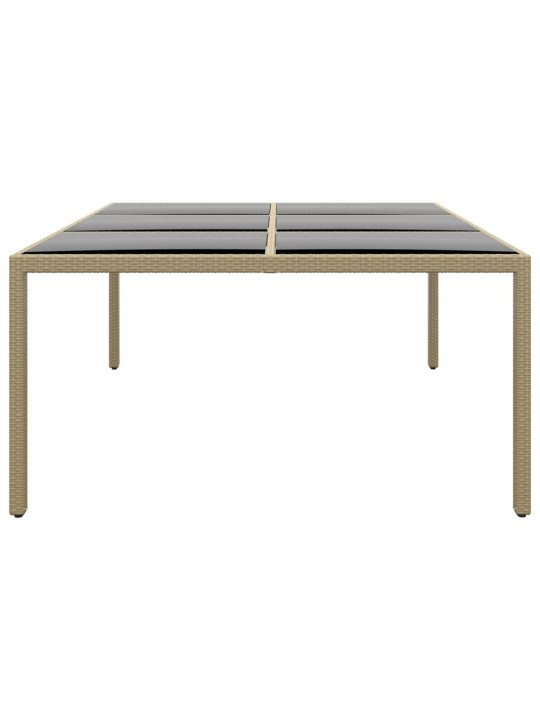 Zahradní stůl 200 x 150 x 75 cm tvrzené sklo a polyratan béžový