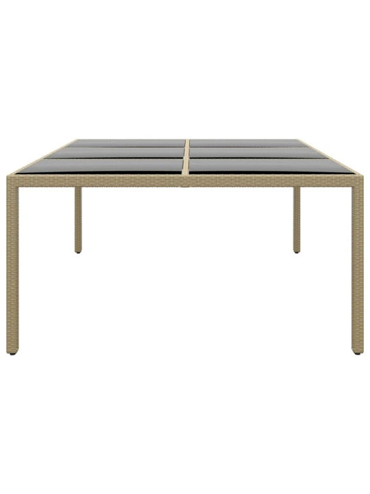 Zahradní stůl 200 x 150 x 75 cm tvrzené sklo a polyratan béžový