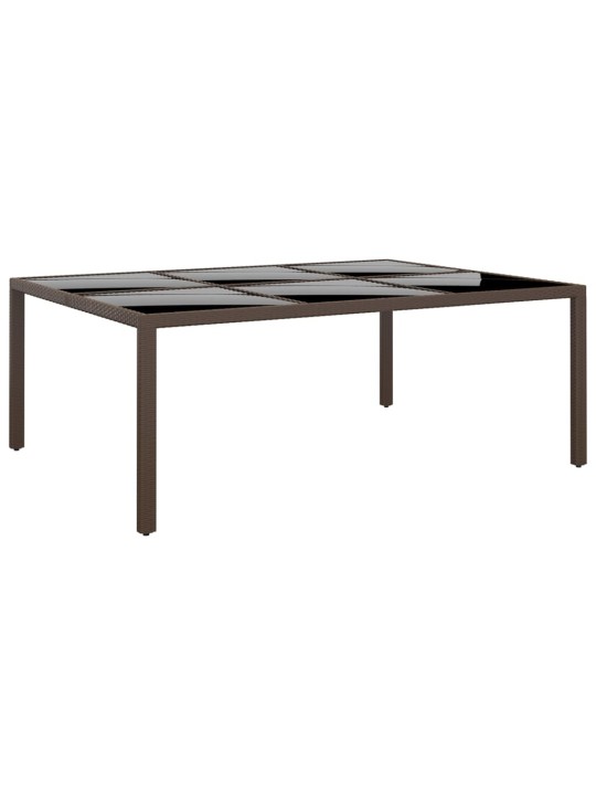 Zahradní stůl se skleněnou deskou hnědý 200 x 150 x 75 cm ratan