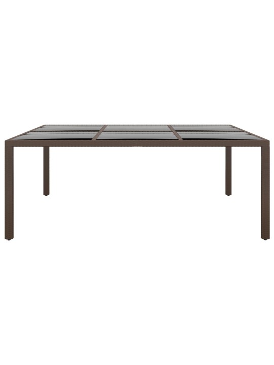Zahradní stůl se skleněnou deskou hnědý 200 x 150 x 75 cm ratan