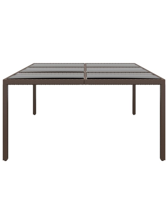 Zahradní stůl se skleněnou deskou hnědý 200 x 150 x 75 cm ratan