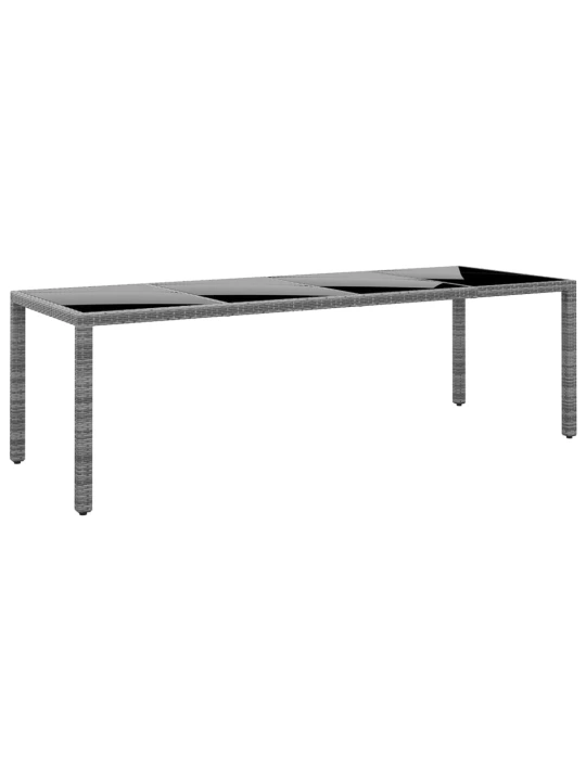 Zahradní stůl 250 x 100 x 75 cm tvrzené sklo a polyratan šedý