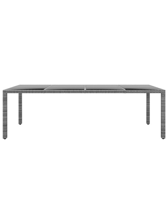 Zahradní stůl 250 x 100 x 75 cm tvrzené sklo a polyratan šedý