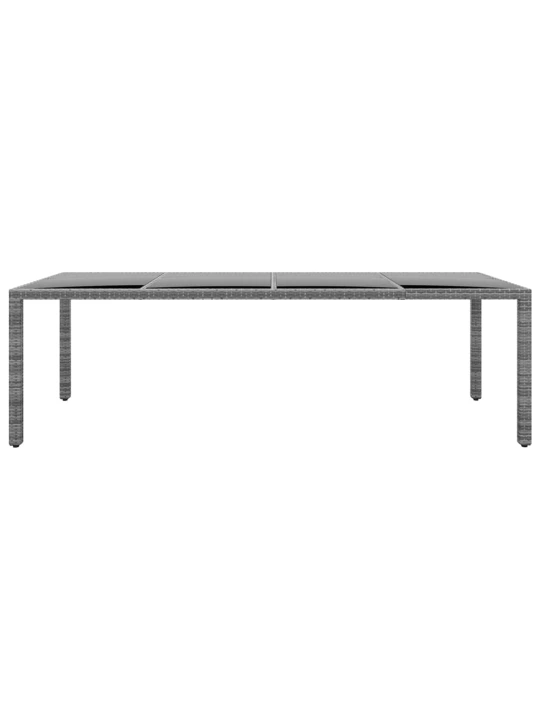Zahradní stůl 250 x 100 x 75 cm tvrzené sklo a polyratan šedý