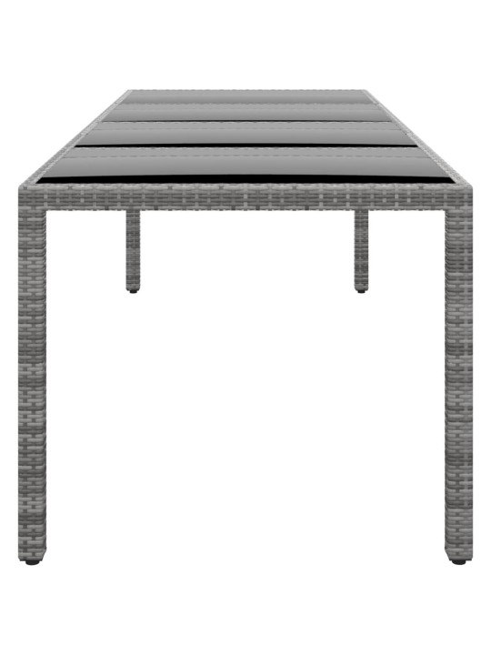 Zahradní stůl 250 x 100 x 75 cm tvrzené sklo a polyratan šedý