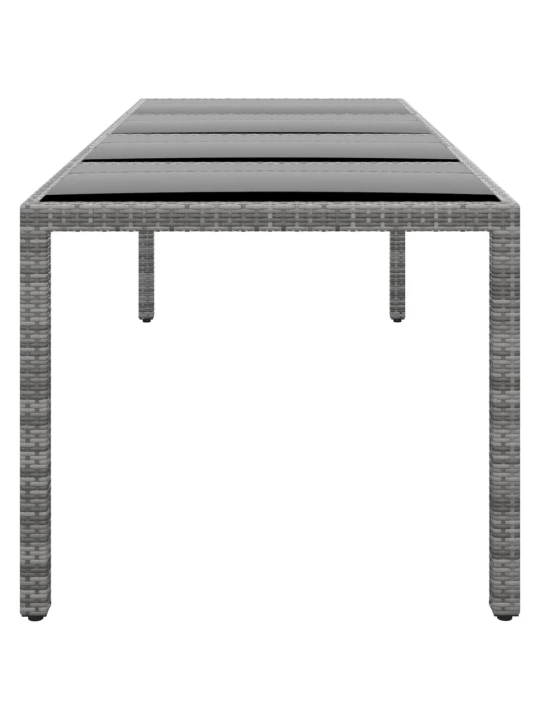 Zahradní stůl 250 x 100 x 75 cm tvrzené sklo a polyratan šedý