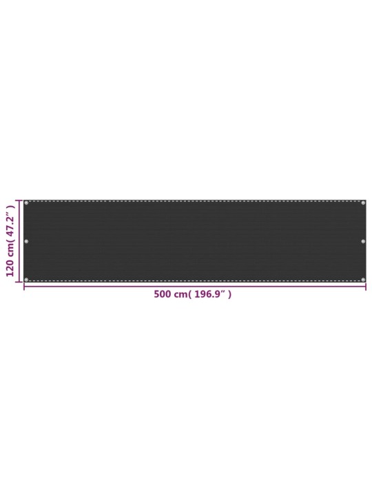 Balkónová zástěna HDPE 120 x 500 cm antracitová