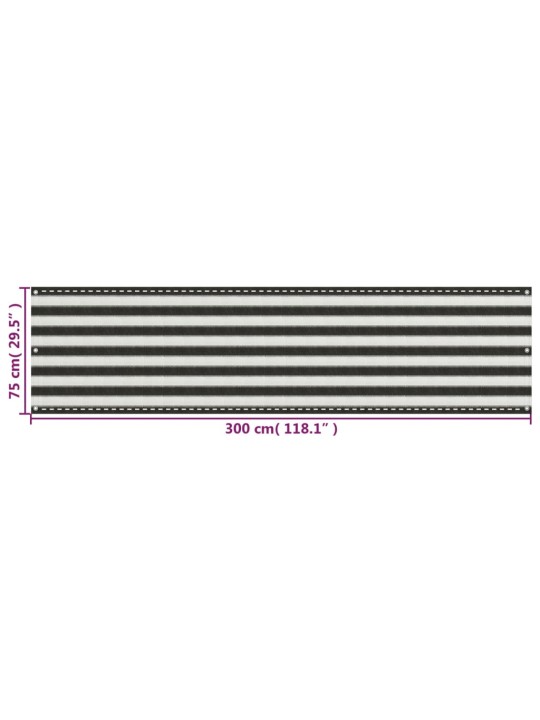 Balkónová zástěna HDPE 75 x 300 cm antracitovo-bílá