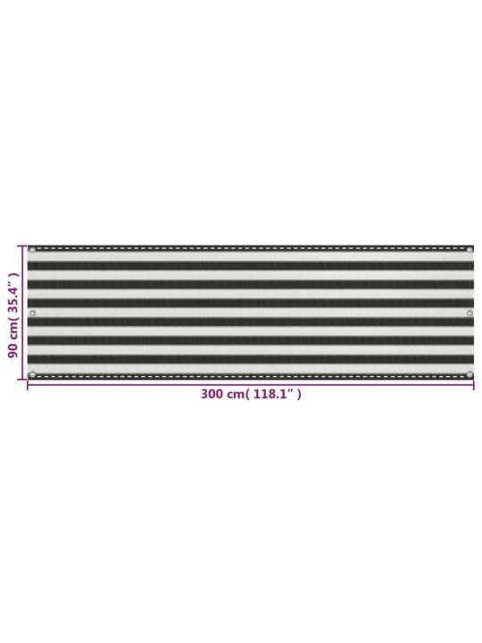 Balkónová zástěna HDPE 90 x 300 cm antracitovo-bílá