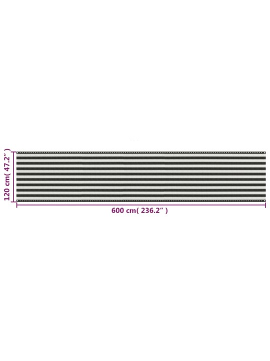 Balkónová zástěna HDPE 120 x 600 cm antracitovo-bílá