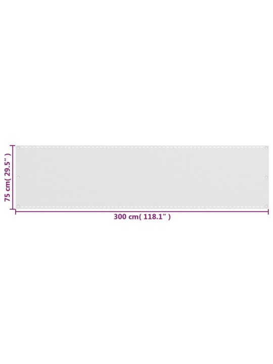 Balkonová zástěna bílá 75 x 300 cm HDPE