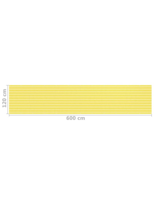 Balkonová zástěna žluto-bílá 120 x 600 cm HDPE