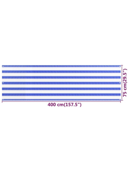 Balkonová zástěna modrobílá 75 x 400 cm HDPE