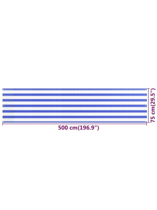 Balkonová zástěna modrobílá 75 x 500 cm HDPE