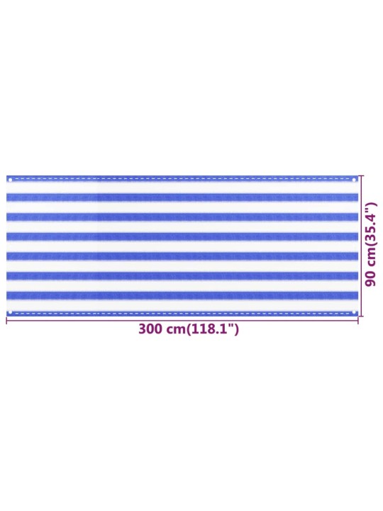 Balkonová zástěna modrobílá 90 x 300 cm HDPE