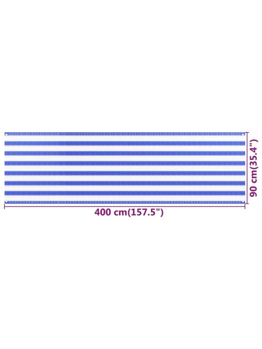 Balkonová zástěna modrobílá 90 x 400 cm HDPE