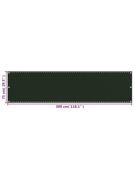 Balkonová zástěna tmavě zelená 75 x 300 cm HDPE