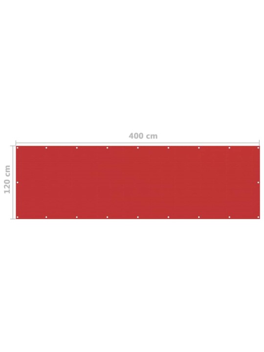 Balkónová zástěna červená 120 x 400 cm HDPE