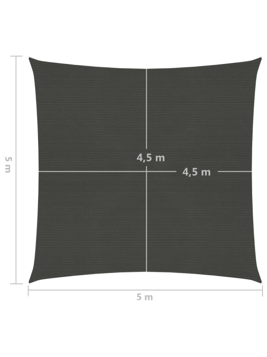 Plachta proti slunci 160 g/m² antracitová 5 x 5 m HDPE