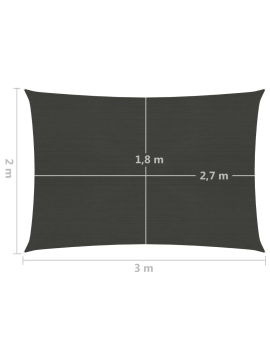 Plachta proti slunci 160 g/m² antracitová 2 x 3 m HDPE