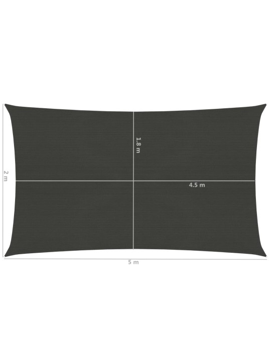 Plachta proti slunci 160 g/m² antracitová 2 x 5 m HDPE