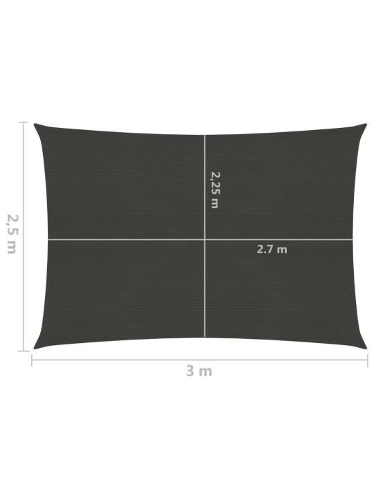 Plachta proti slunci 160 g/m² antracitová 2,5 x 3 m HDPE