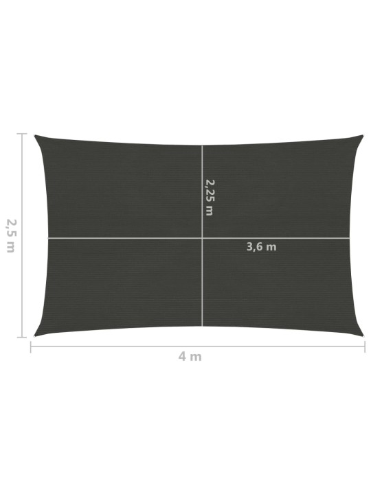 Plachta proti slunci 160 g/m² antracitová 2,5 x 4 m HDPE