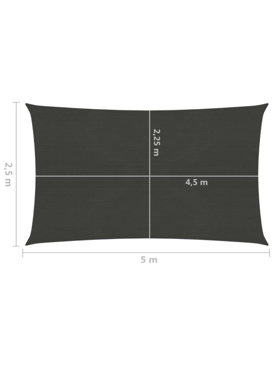 Plachta proti slunci 160 g/m² antracitová 2,5 x 5 m HDPE