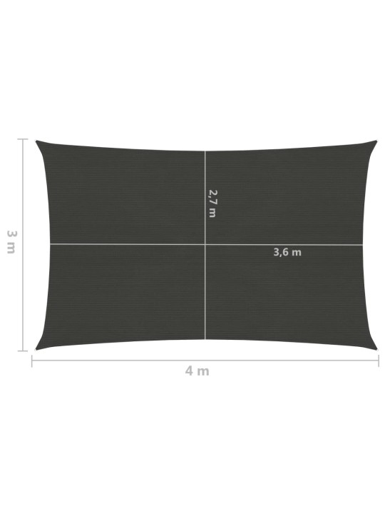 Plachta proti slunci 160 g/m² antracitová 3 x 4 m HDPE