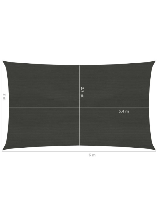 Plachta proti slunci 160 g/m² antracitová 3 x 6 m HDPE