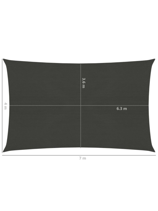 Plachta proti slunci 160 g/m² antracitová 4 x 7 m HDPE