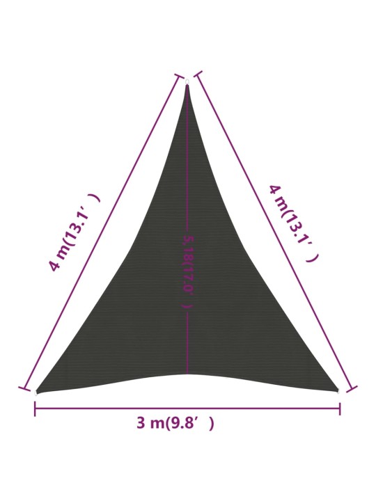 Stínicí plachta 160 g/m² antracitová 3 x 4 x 4 m HDPE