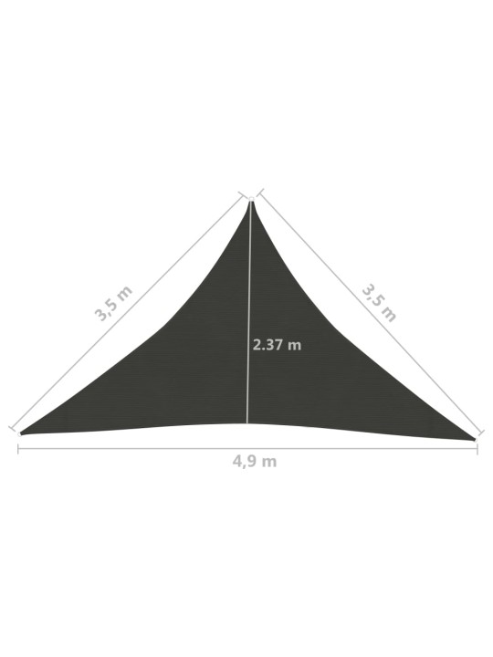 Plachta proti slunci 160 g/m² antracitová 3,5x3,5x4,9 m HDPE