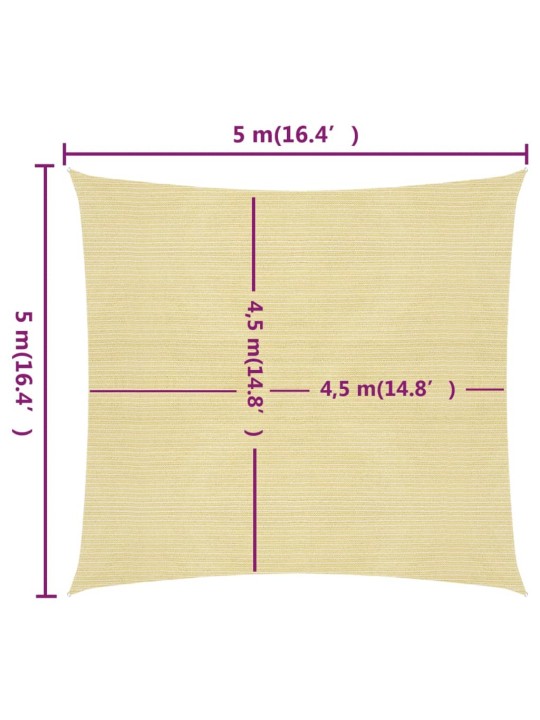 Stínicí plachta 160 g/m² béžová 5 x 5 m HDPE