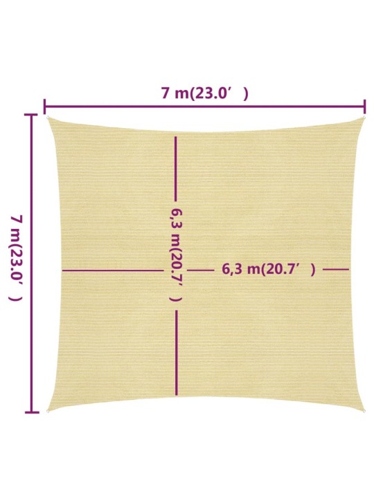 Stínicí plachta 160 g/m² béžová 7 x 7 m HDPE