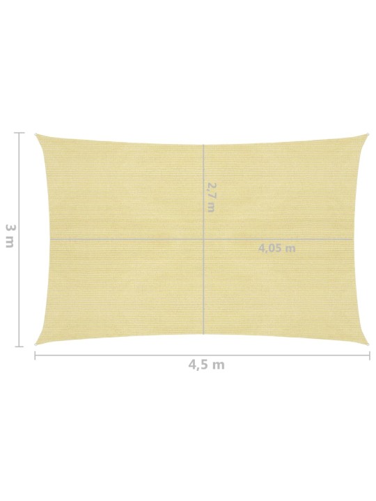 Plachta proti slunci 160 g/m² béžová 3 x 4,5 m HDPE