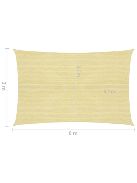 Plachta proti slunci 160 g/m² béžová 3 x 6 m HDPE