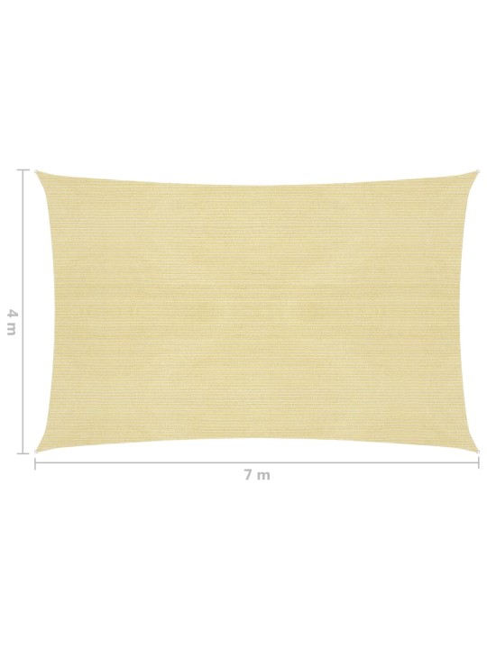Plachta proti slunci 160 g/m² béžová 4 x 7 m HDPE