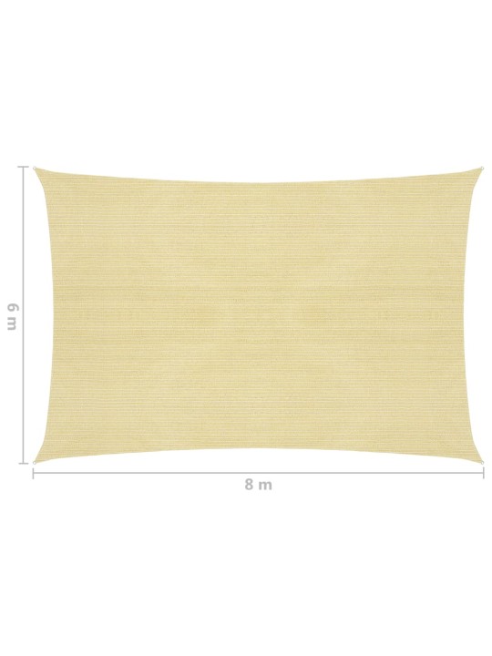 Plachta proti slunci 160 g/m² béžová 6 x 8 m HDPE