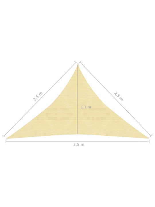 Plachta proti slunci 160 g/m² béžová 2,5 x 2,5 x 3,5 m HDPE
