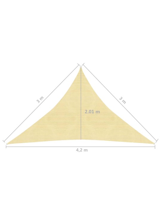 Plachta proti slunci 160 g/m² béžová 3 x 3 x 4,2 m HDPE