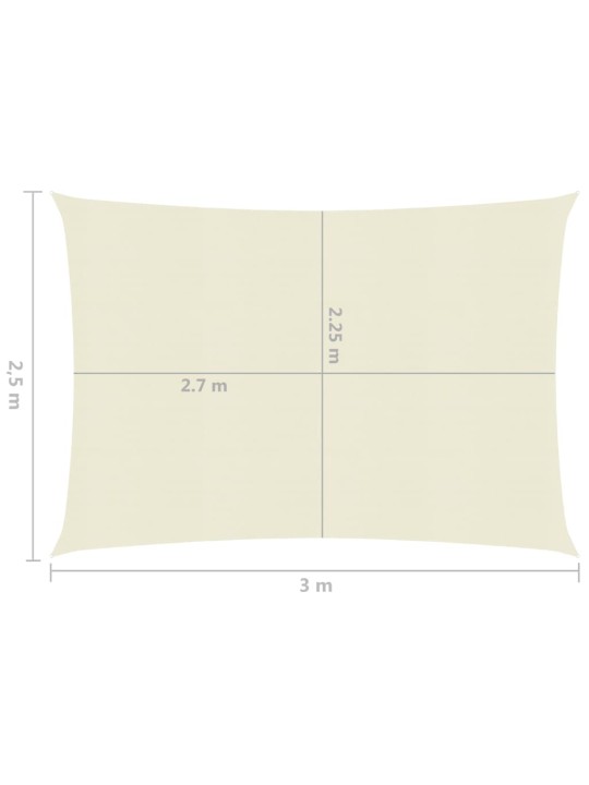 Plachta proti slunci 160 g/m² krémová 2,5 x 3 m HDPE