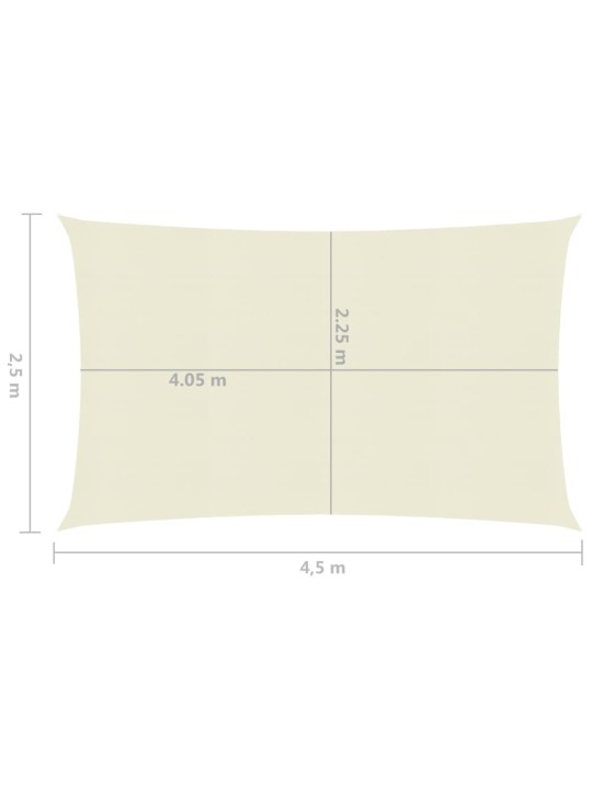 Plachta proti slunci 160 g/m² krémová 2,5 x 4,5 m HDPE