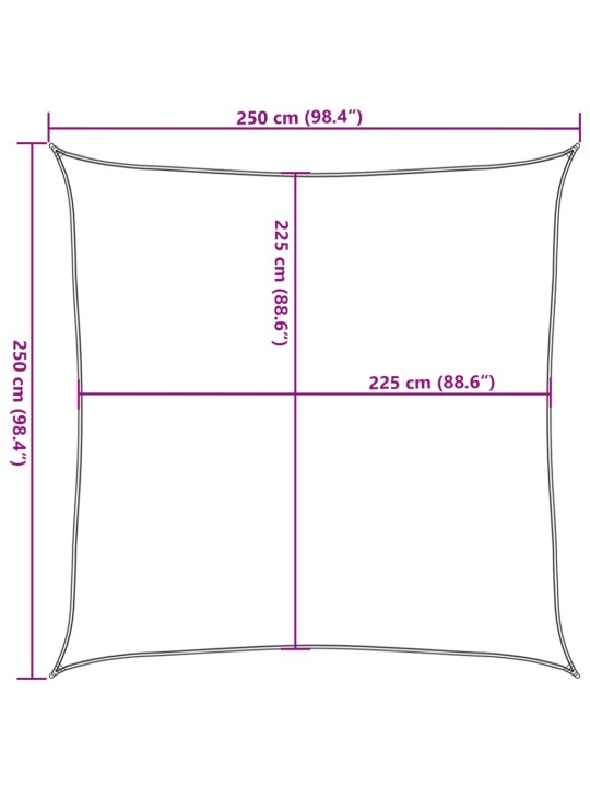 Plachta proti slunci 160 g/m² bílá 2,5 x 2,5 m hdpe