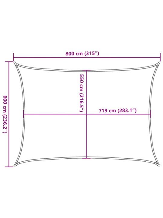 Plachta proti slunci 160 g/m² bílá 6 x 8 m hdpe