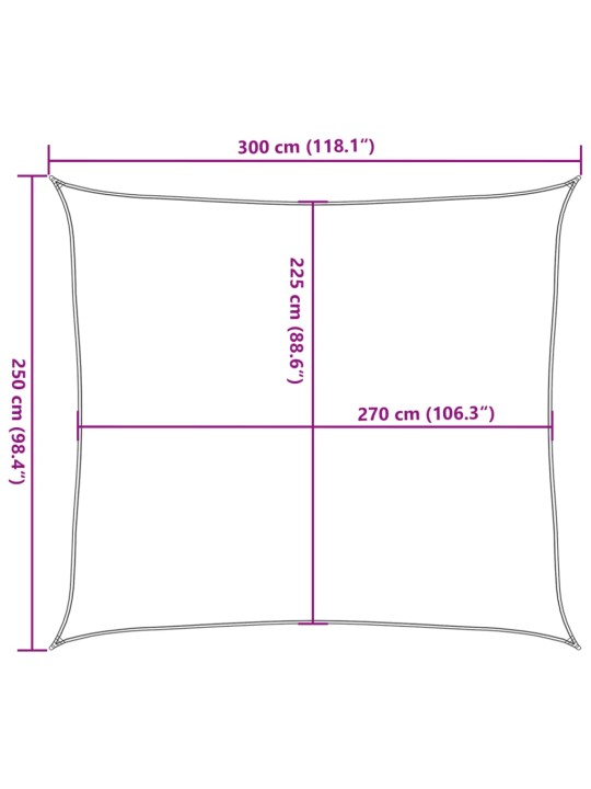 Plachta proti slunci 160 g/m² tmavě zelená 2,5 x 3 m hdpe